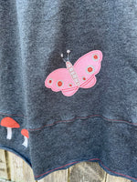 Kids Mushrooms & Moths Yoga Skirt  - Sizes 18M to 14 - Appliqué Handmade Goth Punk CottageCore Inspired Witch