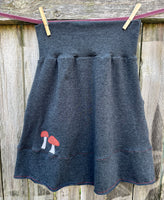 Adult Mushrooms & Moths Yoga Skirt  - Sizes XXS to XL - Appliqué Handmade Goth Punk CottageCore Inspired Witch