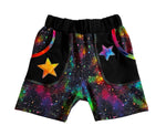 Custom Size Rainbow Galaxy Pocket Shorts -  12/18M to 9/10 - Nebula Stars Elastic Waist