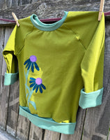 Spring Garden Grow With Me Raglan *Size variants fits 3M to 16 Youth * Handmade Adjustable Appliqué