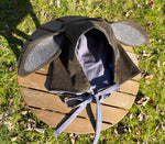 Brown & Grey Herringbone Floppy Bunny Bonnet - Size 2/3 Generous Fit - OOAK Cottagecore Easter Spring