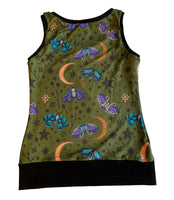 Mystical Moths Adult Tank , Full length version   - Custom Size - 00 to 22 - Witchy Summertime Punk Cottage Core