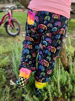Rainbow Watercolor Grow With Me Joggers - Custom Size ranges NB to 12/16-  Handmade Colorful