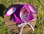 Raspberry & Pink Damask Floppy Bunny Bonnet - Size 12/18 Months Generous Fit - OOAK Cottagecore Easter Spring