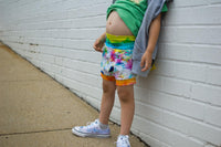 Galaxy Space Cats Blue/Purple Boy Shorties size 18-24 Months RTS  - Spring Summer Shorts Stars Pastel Ready to Ship