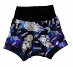 Galaxy Space Cats Blue/Purple Boy Shorties size 18-24 Months RTS  - Spring Summer Shorts Stars Pastel Ready to Ship