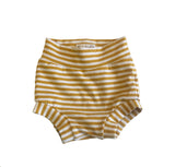 Golden Stripes Bummies, Sizes 0-3 months, 12-18 months only - golden mustard Handmade Spring Summer Shorts