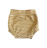 Golden Stripes Bummies, Sizes 0-3 months, 12-18 months only - golden mustard Handmade Spring Summer Shorts