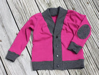 New Colors! Little Scholar Elbow Patch Cardigan - Your Choice of Color - Sizes 6/12m to 8 years - No Snaps, Please add on for Snap Closure Cardi