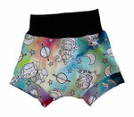 Galaxy Space Animals Boy Shorties size 18-24 Months RTS  - Spring Summer Shorts Rainbow Stars Pastel Ready to Ship